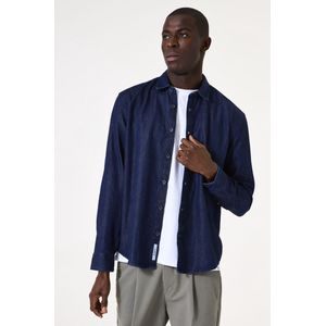 GARCIA - Overhemd - Blauw - Relaxed Fit - Lange Mouwen