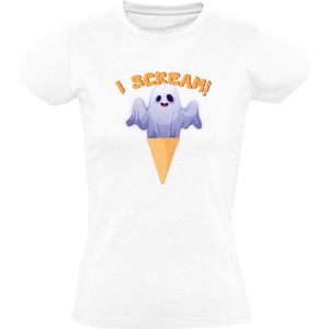 I scream Dames T-shirt | Halloween | oktober | spook | ijs | Wit