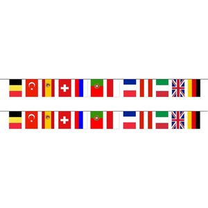 3x stuks europese landen vlaggetjes slinger/vlaggenlijn van 5 meter - een selectie van landen - Feestartikelen/versiering