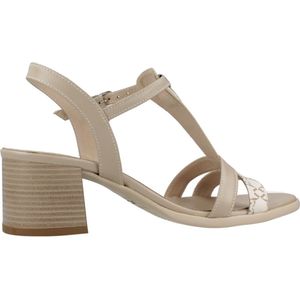 Nerogiardini - Hoge Hak Sandalen - Beige - Leren Bovenwerk