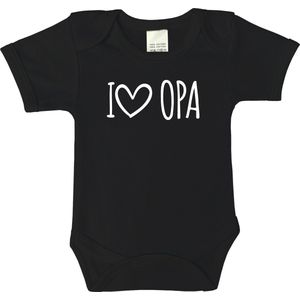 RompertjesBaby - I love opa - maat 92 - korte mouwen - baby - baby kleding jongens - baby kleding meisje - rompertjes baby - rompertjes baby met tekst - kraamcadeau meisje - kraamcadeau jongen - zwanger - stuks 1 - zwart