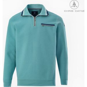 Chris Cayne heren sweatshirt - maat M - kleur mintgroen - rits - borstzak - structuur - effen - nylon details -