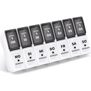 Pillendoosjes 7 Dagen 2 Vakken - Tablettenbox - 7 Dagen - 2 Compartimenten - Ochtend - Avond - Afneembare Pillendoos - 7 Dagen - 2 Compartimenten - Pillendoos - Medicijnbox - 7 Dagen Tabletten - Weekbox - Tablettenbox - Tablettenbox - 14 Compartiment
