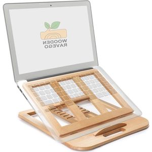 Laptop Standaard opvouwbare houten laptopverhoger verstelbare computer MacBook-standaard voor bureau draagbare universele laptophouder met meerdere hoeken beuken laptops tot 156 inch