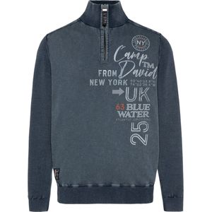 Camp David Trui Blue Navy Stone Washed Material Mix