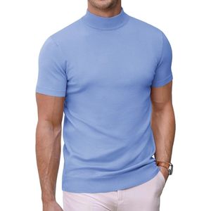 Heren T-shirt met korte mouwen en opstaande kraag - Gebreide pullover voor comfort en stijl