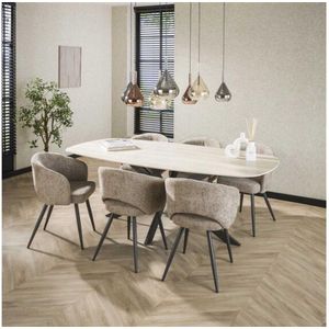 Romano - Eettafel - Ovaal - Beige - 3D Keramiek