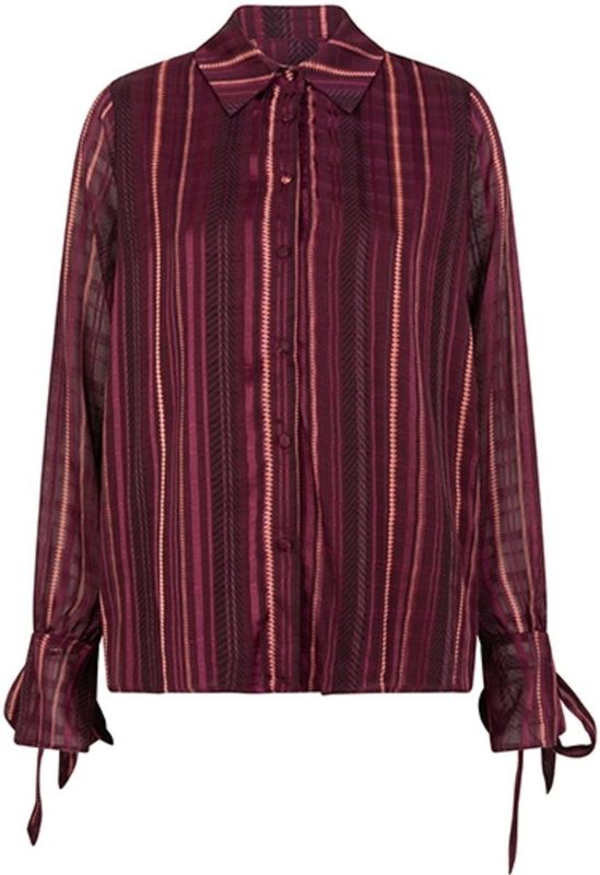 Lofty Manner - Blouse Mette - Diep Bordeaux - Folk Print - Dames