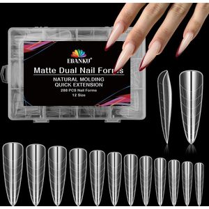 288PCS Clear Full Cover Dual Nail Forms System - Coffin Nail Mold Tips - Acrylic Stiletto Nail Extension Tools - Nail Art Salon Nails Design