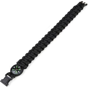 Paracord bracelet Kompas 8inch zwart