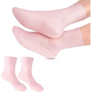 vochtinbrengende sokken - vochtgelsokken -zachte vochtinbrengende voetsokken voor dames en heren gelsokken - Siliconen vochtinbrengende gel hielsokken, antislip spasokken voor droge, gebarsten voeten, huidverzorging (roze, S)