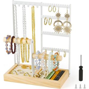 Nieuwe titel: Sieradenstandaard voor kettingen, oorbellen, ringen, horloges en armbanden (wit)
