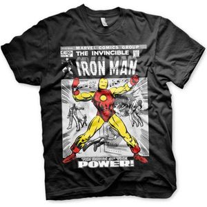 Marvel Iron Man Heren Tshirt -M- Cover Zwart