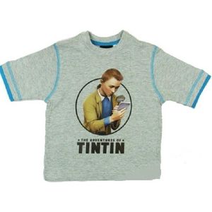 TinTin shirt - maat 116 - grijs - Kuifje t-shirt