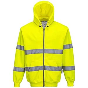 Geel Hi-Vis Zipsweater met capuchon en rits - XXL