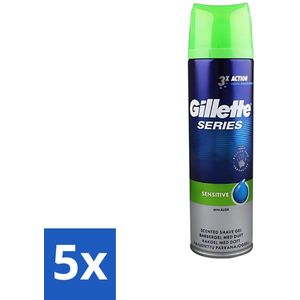 Gillette Series - Scheergel - Sensitive - Aloe Vera - Voor de gevoelige huid - 200 ml - Bulkverpakking - 5 stuks