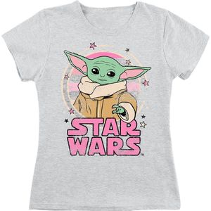 Star Wars Kids - Starry - Grogu Meisjes T-shirt - gemêleerd lichtgrijs - 140