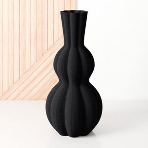 Dastium Home - Kleine vaas Zwart - H30 cm - Bolvaas voor droogbloemen of als decoratieve bloemenvaas, ronde design vaasjes van bio-kunststof - Vaas met structuur