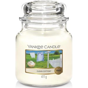 Yankee Candle Medium Jar Geurkaars - Clean Cotton