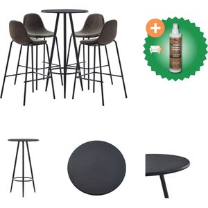 vidaXL 5-delige Barset stof donkergrijs - Set tafel en stoelen - Inclusief Houtreiniger en verfrisser