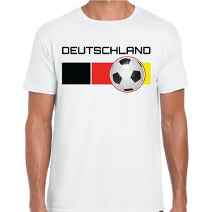 Deutschland / Duitsland voetbal / landen t-shirt met voetbal en Duitse vlag - wit - heren -  Duitsland landen shirt / kleding - EK / WK / Voetbal shirts S