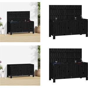 vidaXL Tuinbox 108x42-5x54 cm massief grenenhout zwart - Tuinbox - Tuinboxen - Opbergbox - Tuinopbergbox