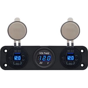 ProRide 12V USB Autolader 6 Poorten - QC3.0 - P19106 - Drievoudig inbouw met Voltmeter