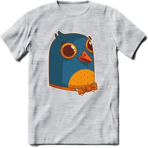 Strik duif T-Shirt Grappig | Dieren vogel Kleding Kado Heren / Dames | Animal Skateboard Cadeau shirt - Licht Grijs - Gemaleerd - S