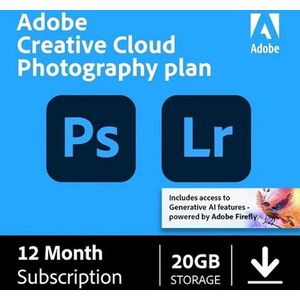 Adobe Creative Cloud - Photography Plan - 20GB Cloudopslag - 1 Jaar - PC/Mac