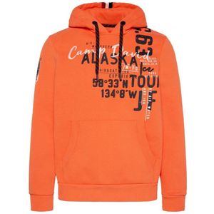 Camp David Sweatshirt met capuchon en logo-artworks, orange. Maat 3XL
