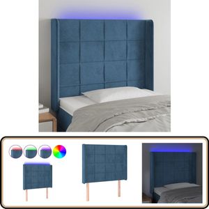 vidaXL Hoofdbord LED - Fluweel - Donkerblauw Hoofdboard - Led Hoofdbord - Velvet Hoofdbord - Blauw Hoofdbord - Bedstee