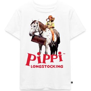 Pippi Longstocking Pippi Rijdt Op Kleine Witte Premium T Shirt Kinderen