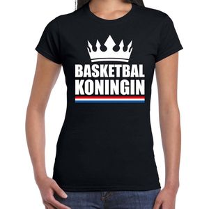 Zwart basketbal koningin shirt met kroon dames - Sport / hobby kleding XS