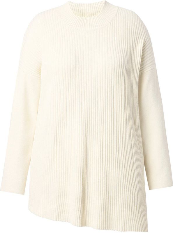 MIAMODA - Dames - Trui casual pasvorm asymmetrische zoom - Off-white - Maat 42+