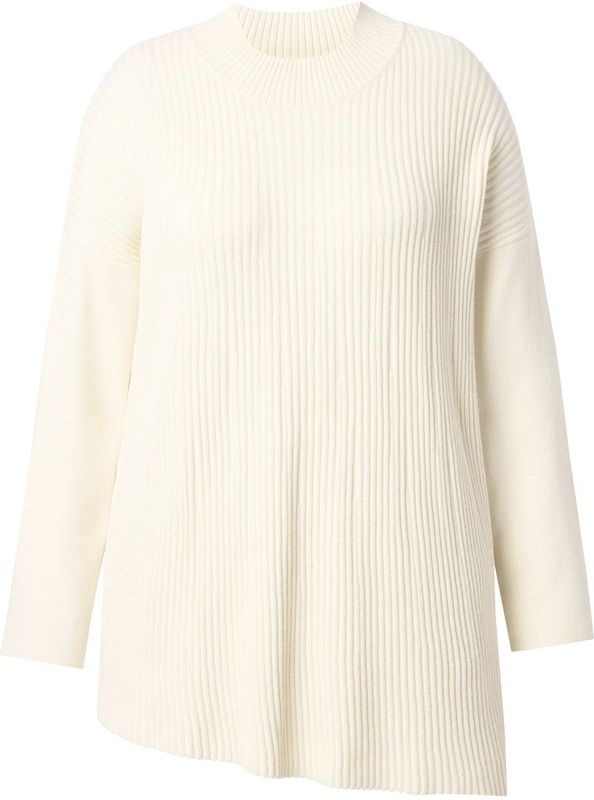 MIAMODA - Dames - Trui casual pasvorm asymmetrische zoom - Off-white - Maat 42+
