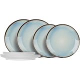 Cosy & Trendy - Serviesset Fez - Blauw - 8-delig - Voor 4 Personen - 4 Dinerborden en 4 Ontbijtborden