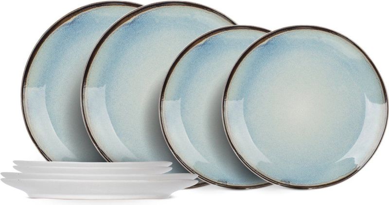 Cosy & Trendy - Serviesset Fez - Blauw - 8-delig - Voor 4 Personen - 4 Dinerborden en 4 Ontbijtborden