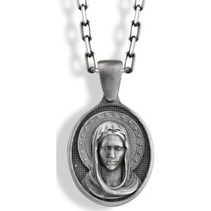 Holy Mother Virgin Mary halsketting voor vrouw Oxidized 28 inches