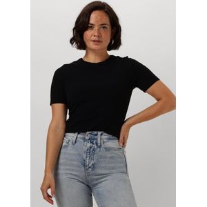 Catwalk Junkie Ribbed Tee Tops & T-shirts Dames - Shirt - Zwart - Maat 40