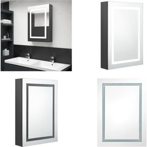 vidaXL Badkamerkast met spiegel en LED 50x13x70 cm grijs - Badkamerkast - Badkamerkasten - Medicijnenkastje - Medicijnenkastjes