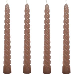 Comforder Set van 4 Gedraaide Kaarsen - 19cm Taupe - Lange Draai Dinerkaarsen - Swirl/Twist Candles