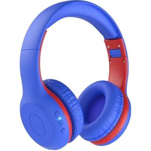 StayPowered Bluetooth Hoofdtelefoon voor Kinderen - Veilig en Kwalitatief Geluid - 85/94 dB Volumeregeling - 40 Uur Batterij - HD Microfoon - Opvouwbaar en Verstelbaar - Snelle Bluetooth 5.4 - Blauw/Rood - Levering Sneller dan Aangegeven!