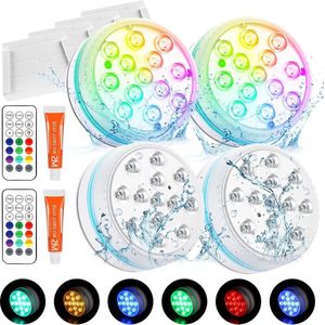 Onderwaterverlichting 4 stuks multi-kleurverandering met afstandsbediening - vijververlichting - 13 leds - IP68 waterdicht - RGB zwembadverlichting - tuin aquarium jacuzzi accessoires