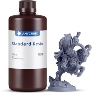 Anycubic Standard Resin Gray 1kg – UV Resin voor LCD 3D Printers – Snelle Uitharding – Hoge Nauwkeurigheid – Lage Krimp – 365–410nm – Standaard Hars voor Miniaturen & Prototyping