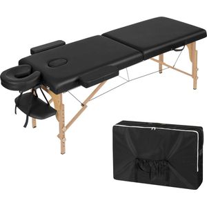 Massagetafel - Massagetafel inklapbaar - Massage bed - In Hoogte verstelbaar - Hoofdsteun - Armleuningen - Opbergtas - 185X58.5cm - zwart