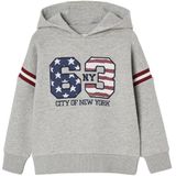 Sweater met Capuchon - Gemêleerd Grijs - Voor Jongens - Met Print Aan De Voorkant