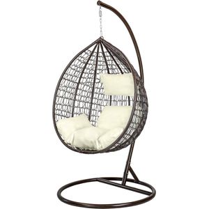 Hangstoel - Ei Stoel met Frame - Bruin-Beige - Tot 125 kg - UV- en Weerbestendig
