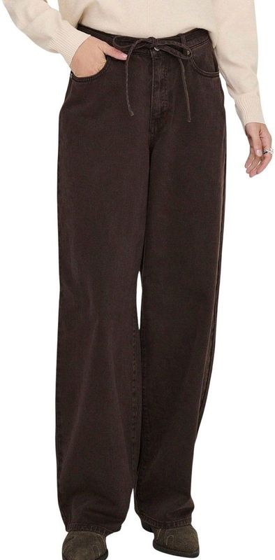 Only - Gianna MW Straight Jeans - Donkerbruin - Dames - Baggy Fit