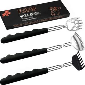 3 Pack Metalen Telescopische Back Scratcher met Rubberen Handvatten - Draagbare Rugmassage Gereedschap