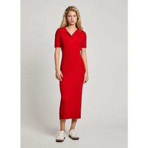 Jurk - Ribbelstructuur - Korte Mouwen - 70% Viscose 30% Linnen